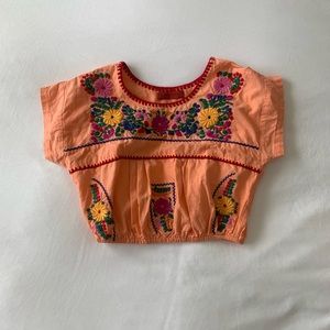 Cropped embroidered Mexican blouse